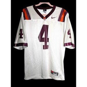 Nike Virginia Tech Hokies Football Jersey Mens Small White Maroon #4 Authentic